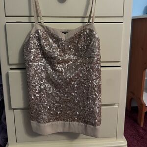 AE Sequin Embellished Tan Top